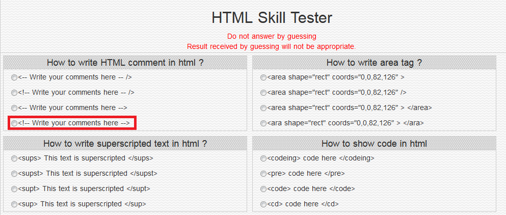 HTMLSKILLTESTER