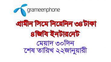জিপি সিমে ৩৪ টাকায় ৪ জিবি ইন্টারনেট