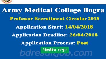 আর্মি মেডিকেল কলেজ বিজ্ঞপ্তি ৷ Army Medical College Bogra Circular 2018