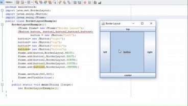 জাভা কোর টিউটোরিয়াল Java SWING JFrame Border Layout Example