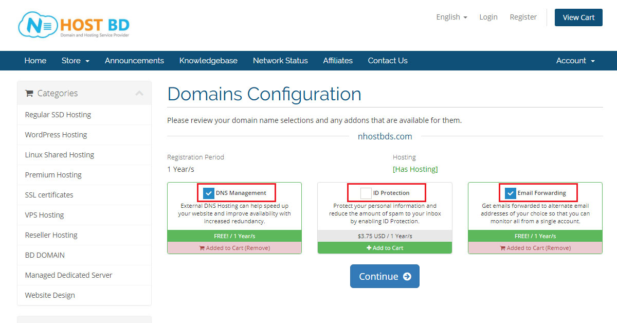 Domains ConfigurationN HOST BD