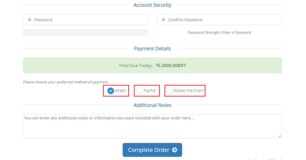 Payment Details N HOST BD Rocket, bKash, PayPal