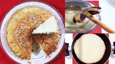 ডালঘুটনি দিয়ে ডিম ফেটিয়ে ফোম করে ফ্রাইপ্যানে ৪টি উপকরনে চুলায় ভেনিলা কেক  তৈরি করুন