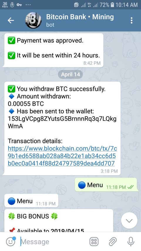 টেলিগ্রাম বুট থেকে ফ্রিতে বিটকয়েন আয় করুন ১০০ গ্যারান্টি