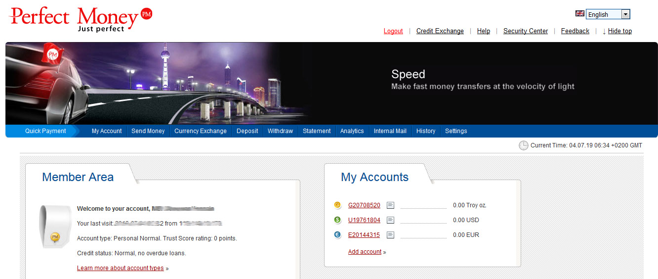 perfect money member area