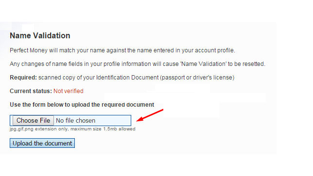 perfect money name verification