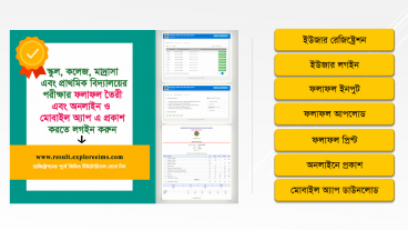 স্কুল, কলেজ, মাদ্রাসা, প্রাথমিক বিদ্যালয়ের পরীক্ষার ফলাফল তৈরী ও অনলাইনে এবং মোবাইল অ্যাপে প্রকাশ করুন