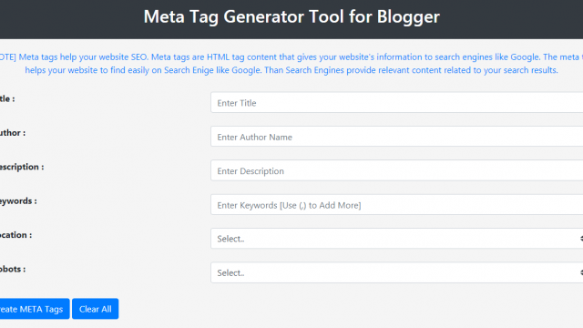 Meta Tag Generator Tool for Blogger