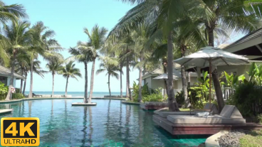 Outdoor Swimming Pool With Sea View 4k Video