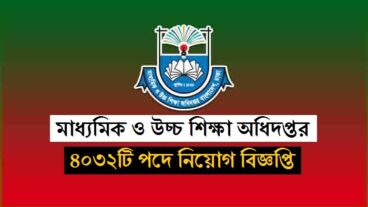 মাধ্যমিক ও উচ্চ শিক্ষা অধিদপ্তর ৪০৩২টি খালি পদে নিয়োগ বিজ্ঞপ্তি