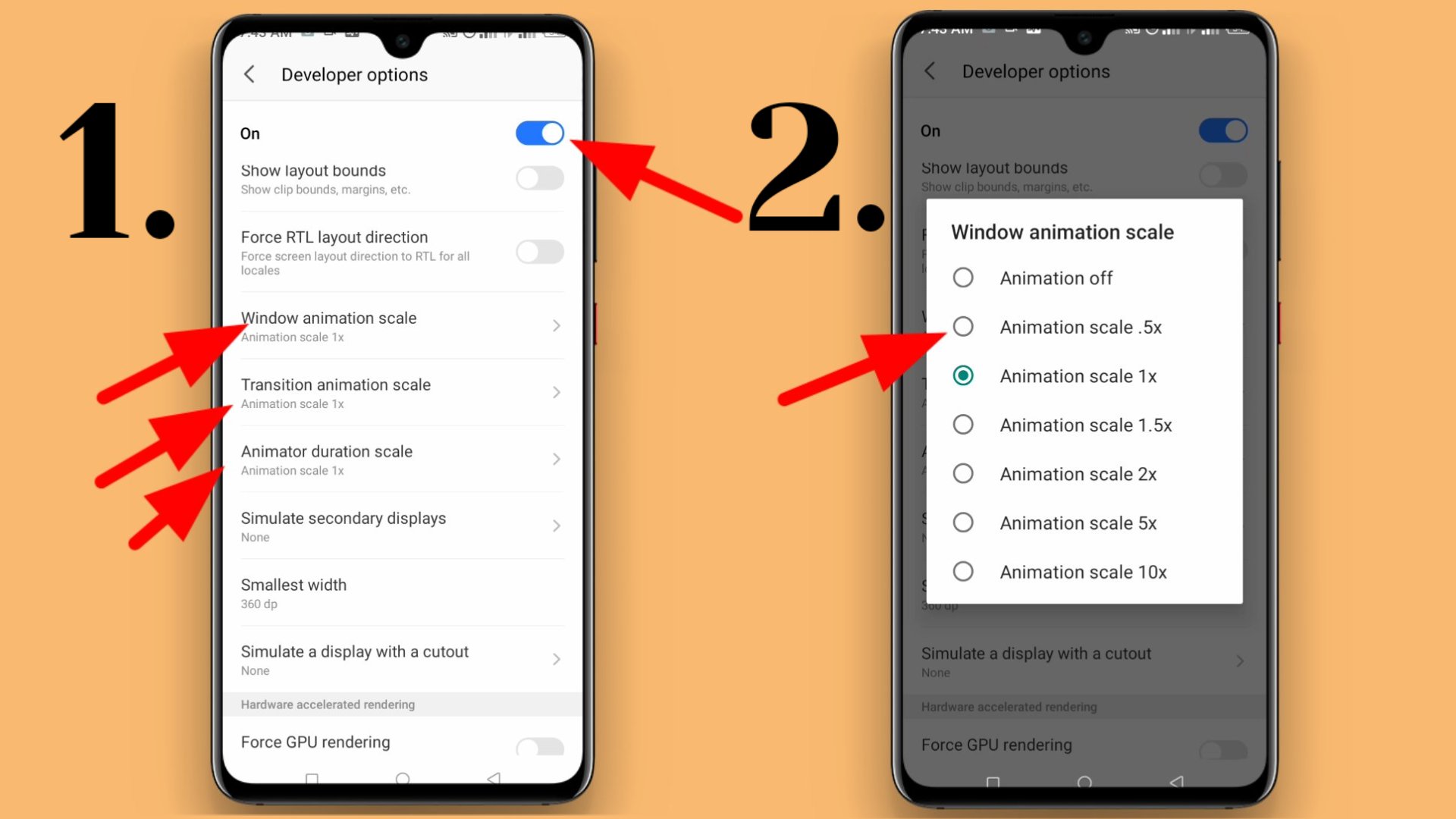Developer option setting 