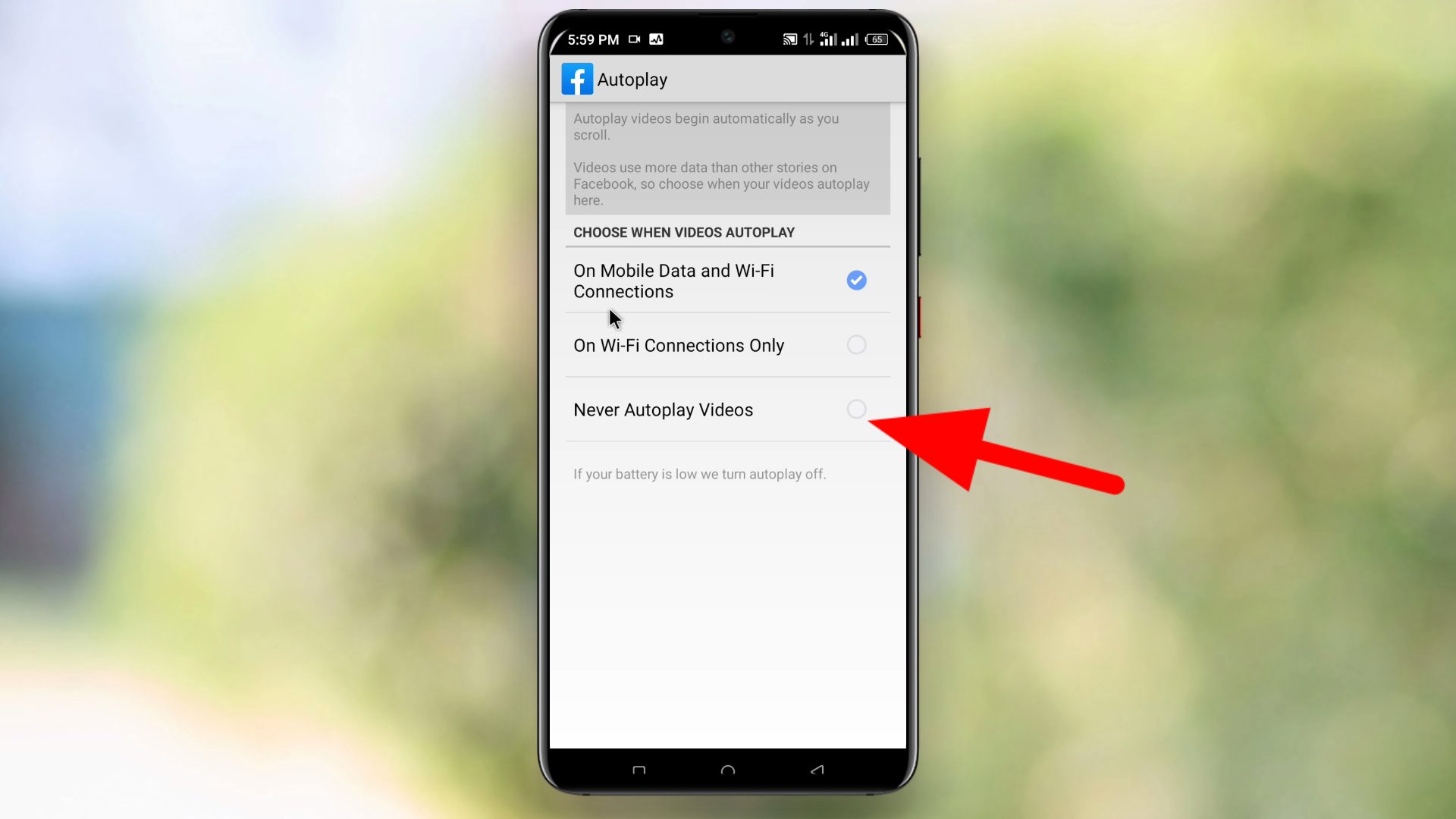 Facebook autoplay off
