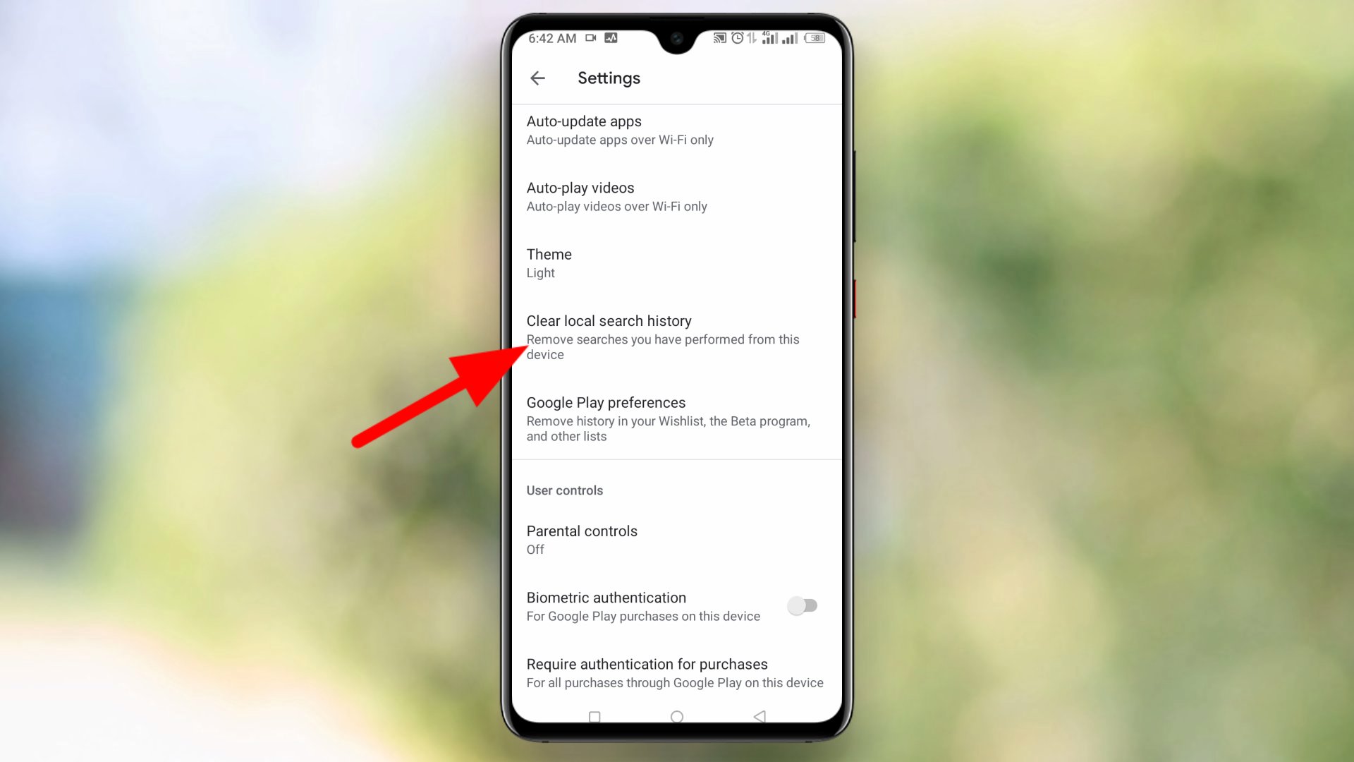 clear local search history