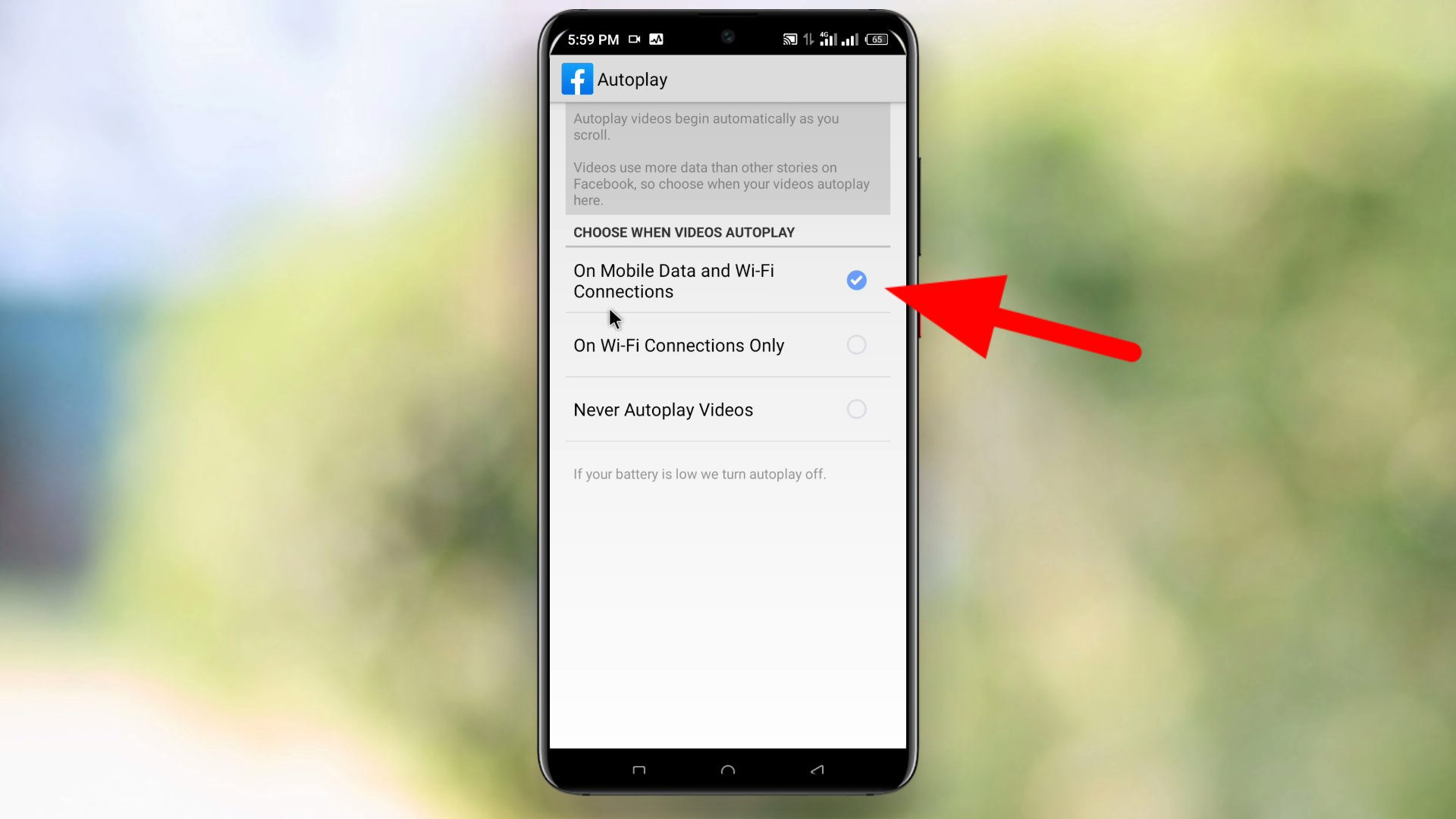 Facebook autoplay off