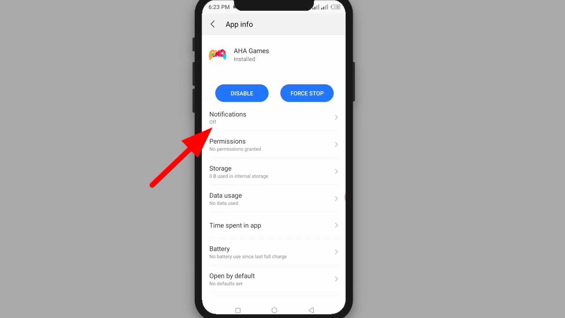 app notification setting 