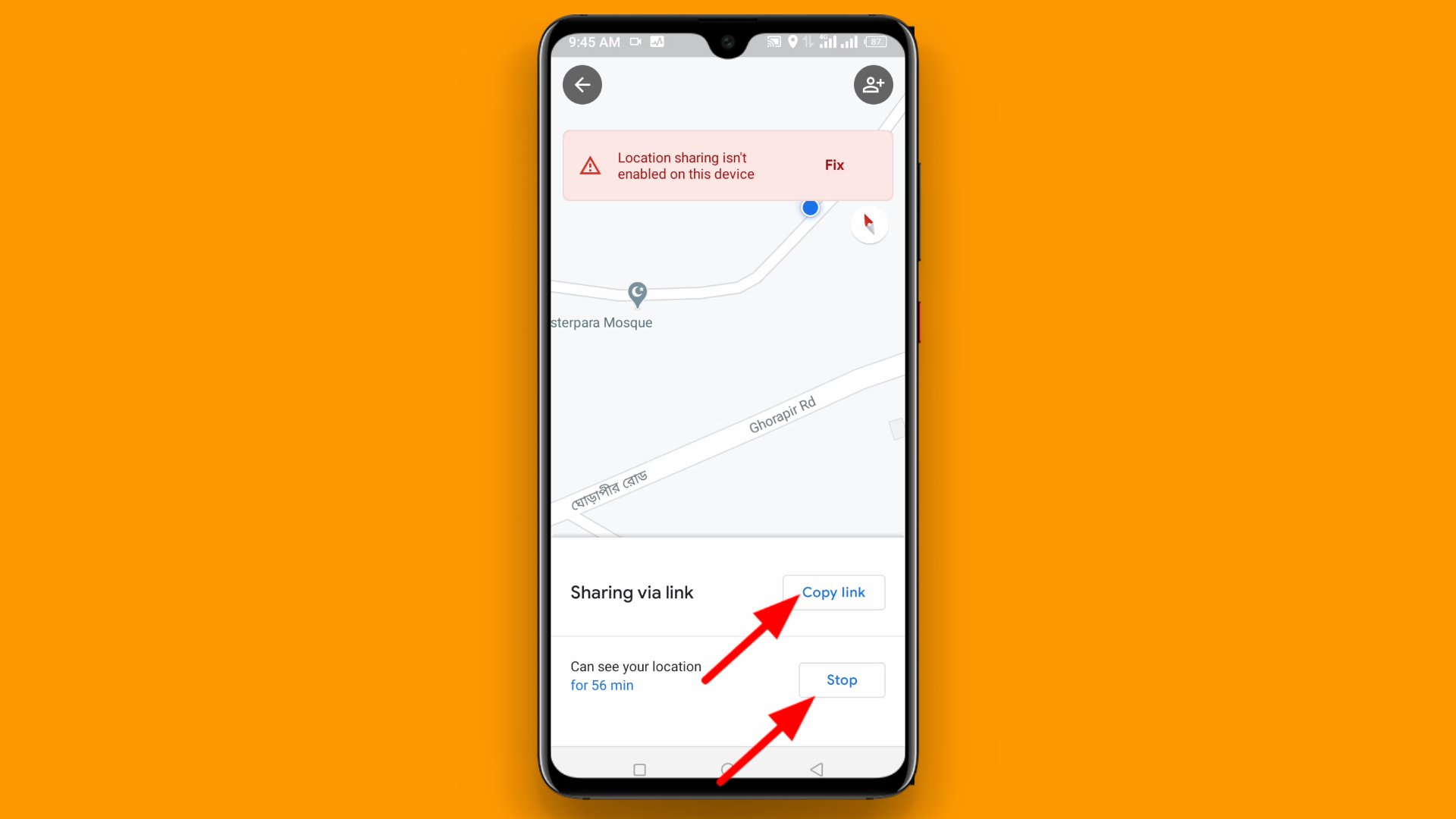 Location sharing off setting