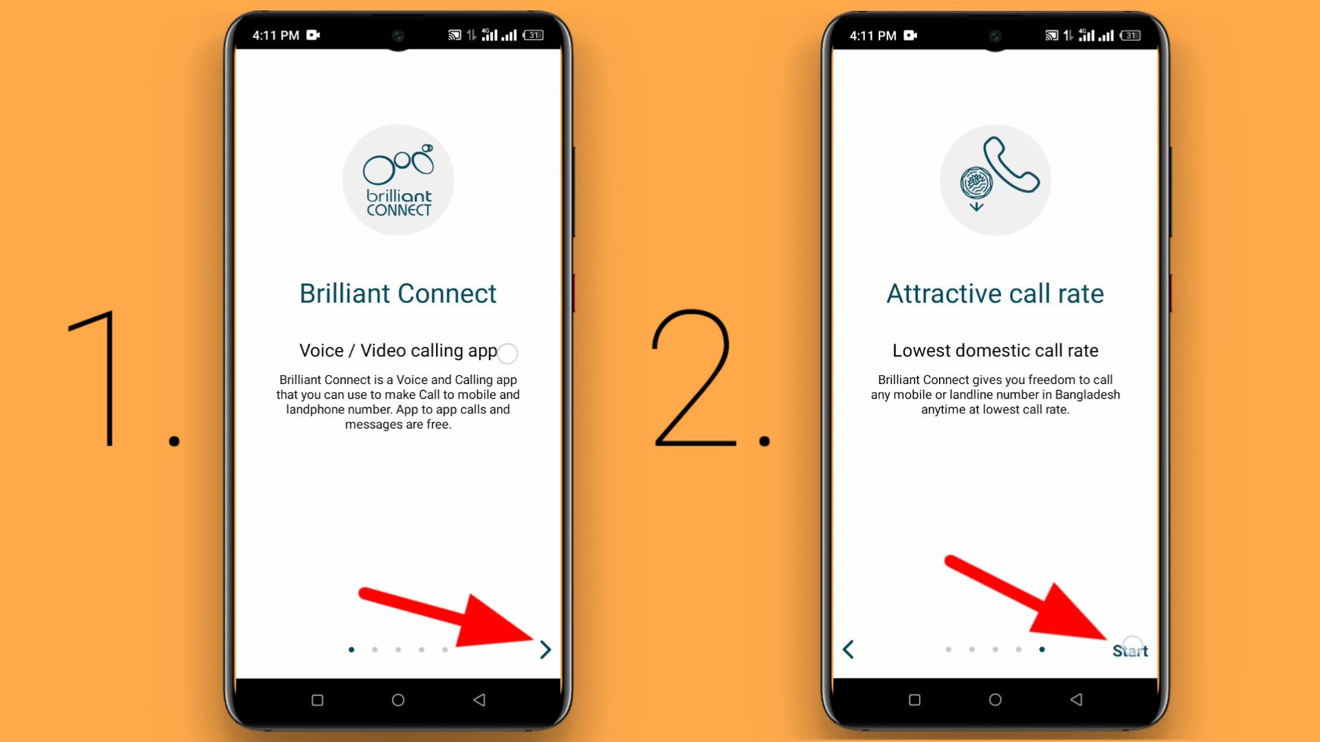 Brilliant connect app open page