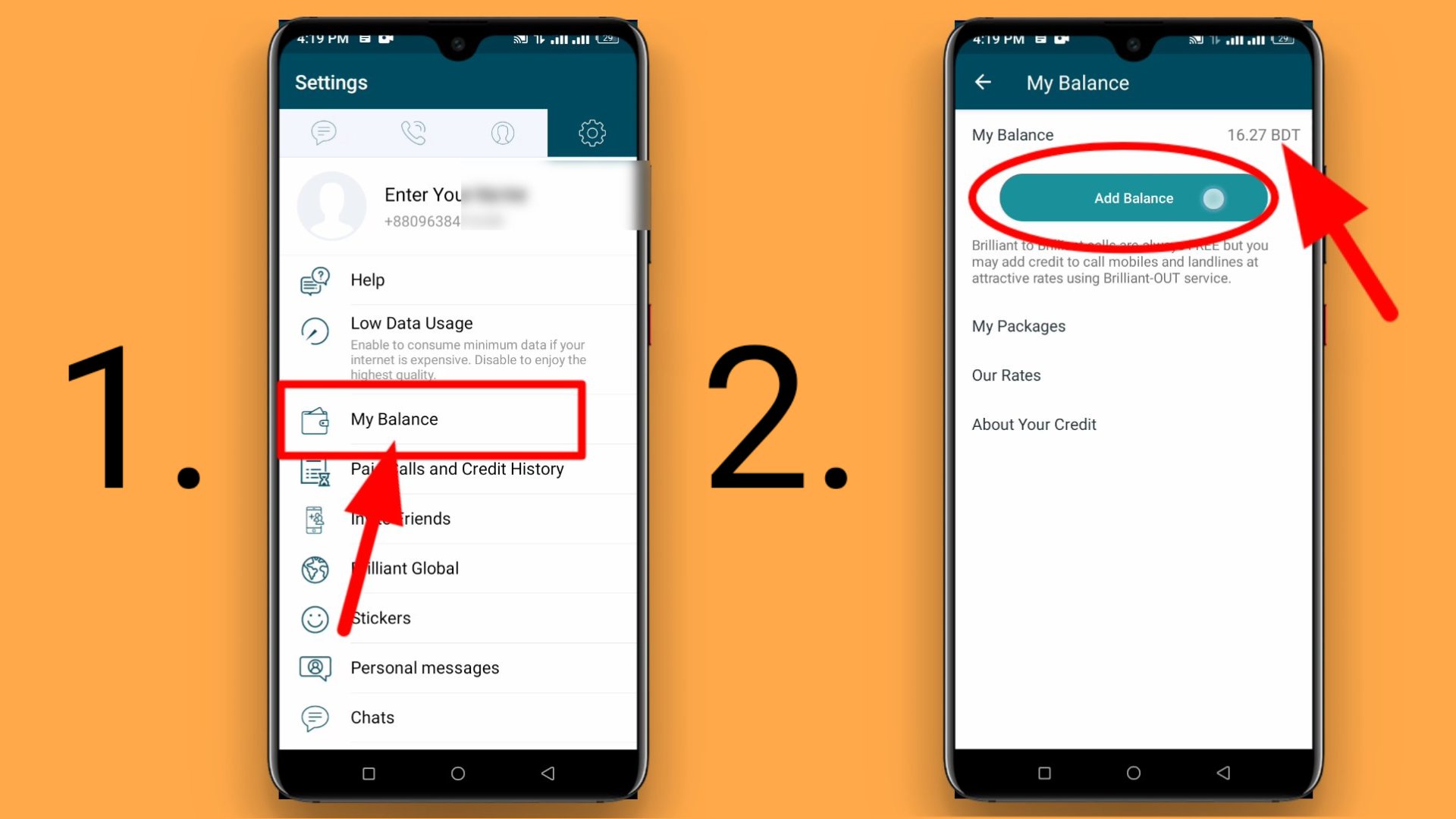 Brilliant app balance add