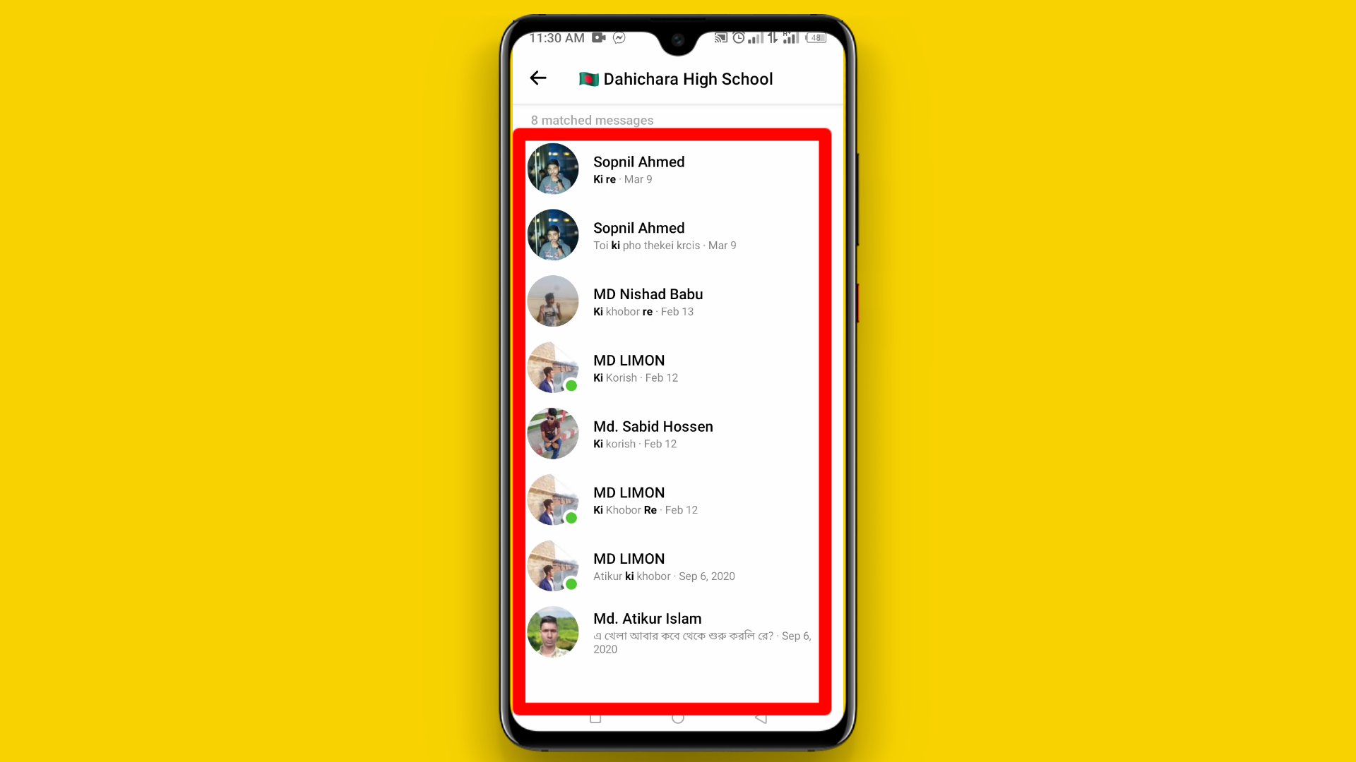 Messenger old message search