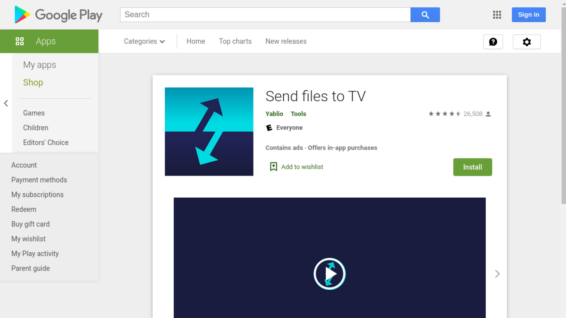 Send files to TV