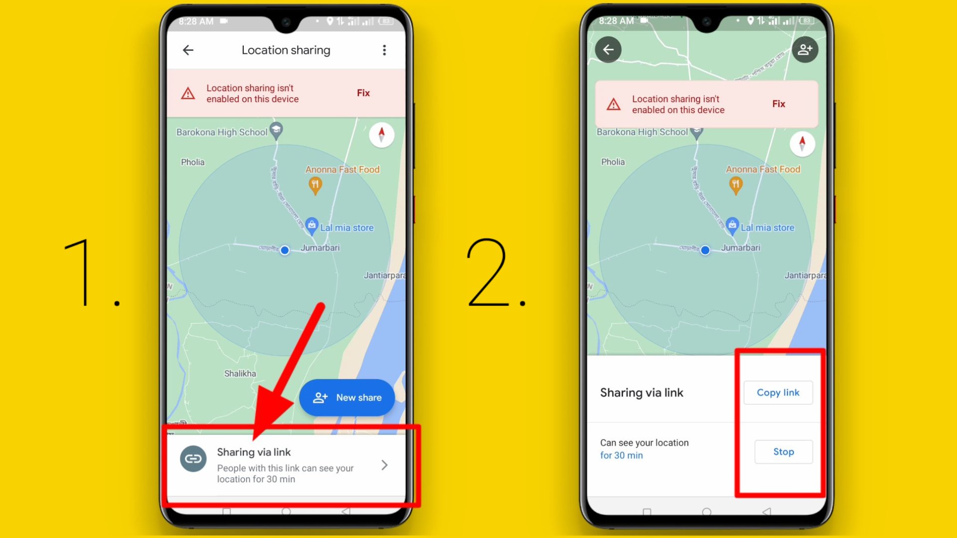 share location link stop