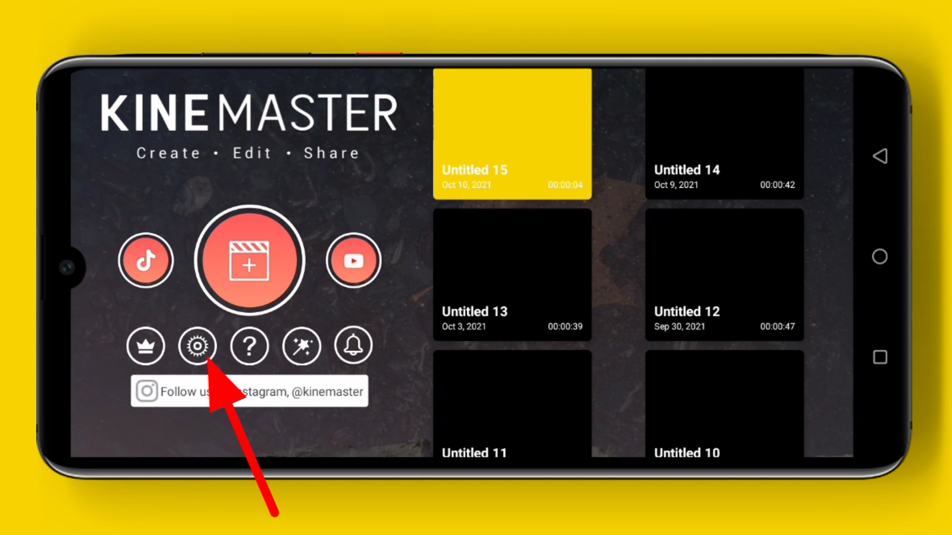 Kinemaster app home page setting