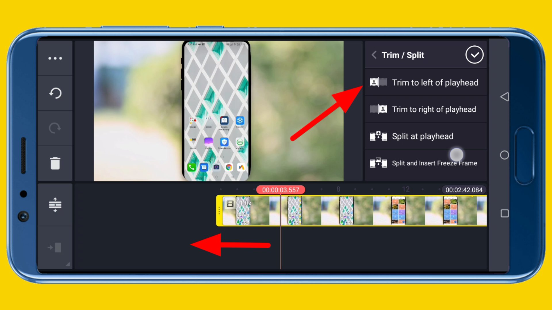 kinemaster app video left side trim