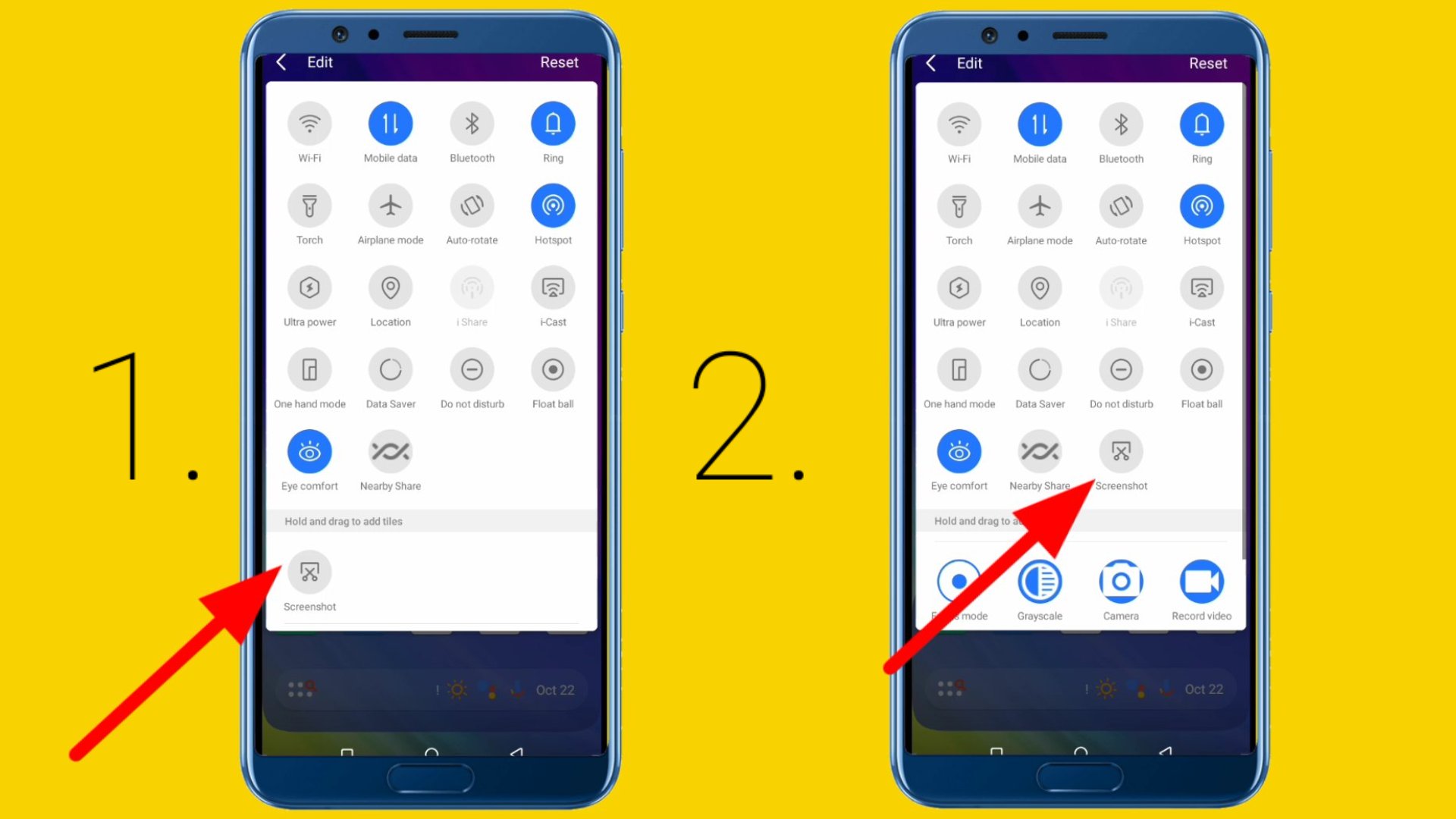 Quick setting screenshot icon add
