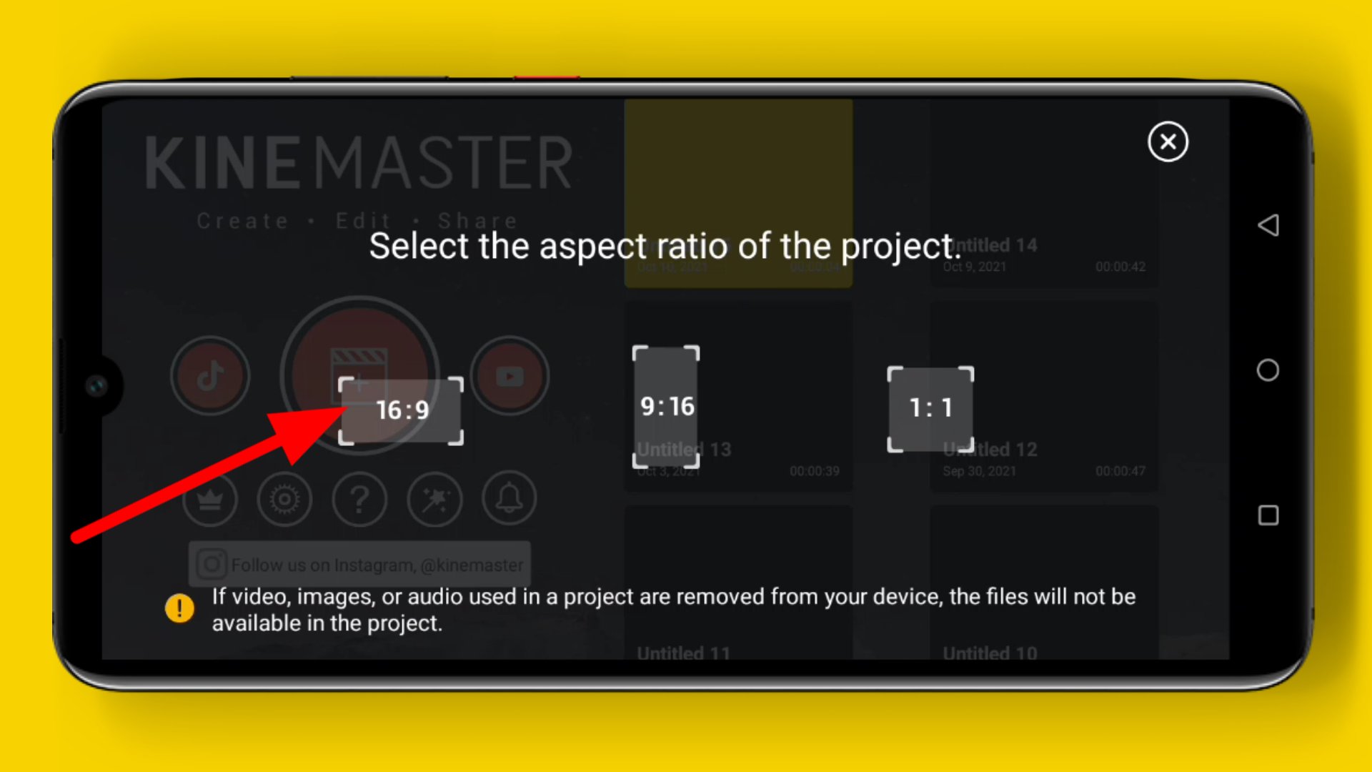 Kinemaster app aspect ratio select