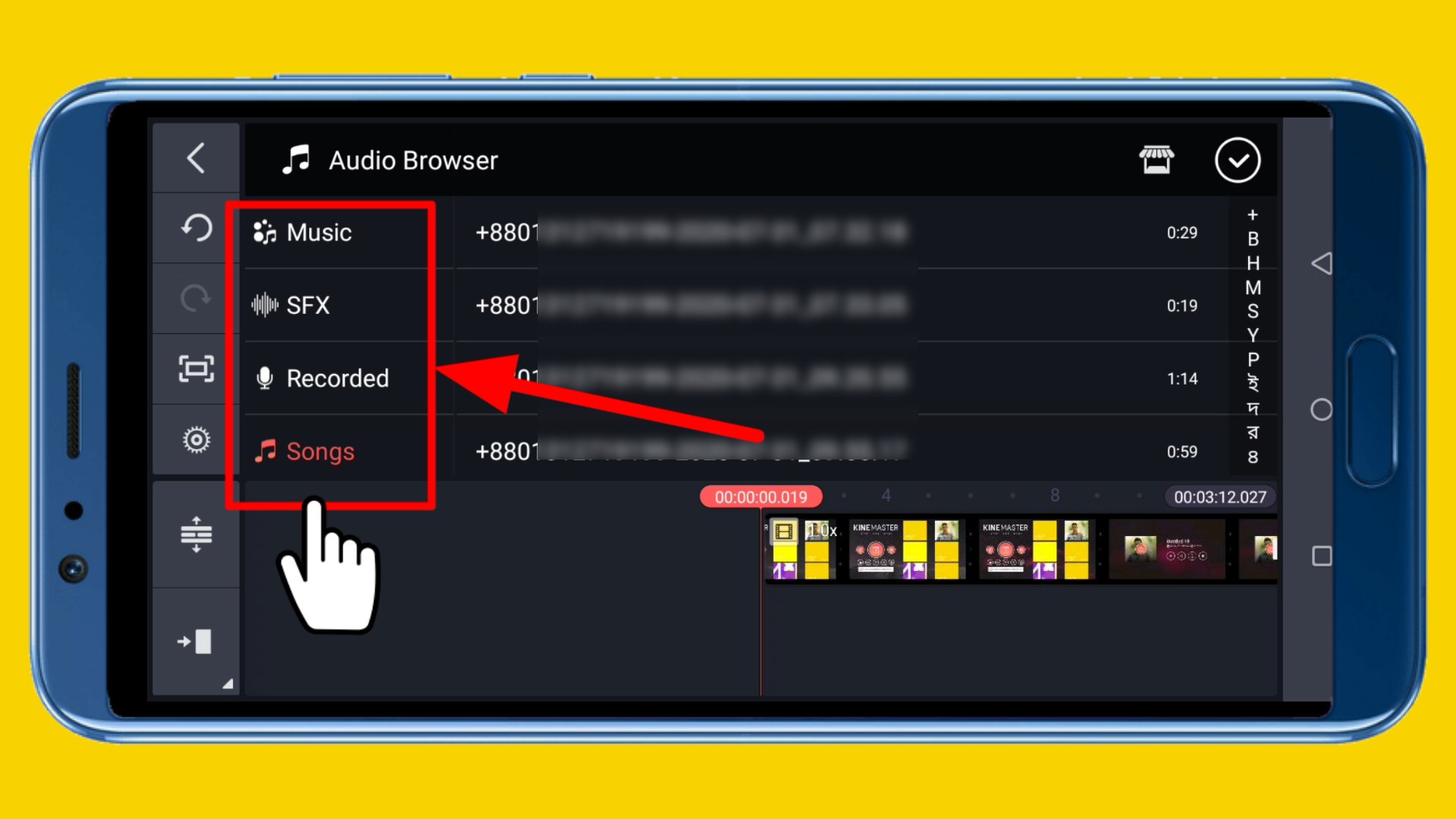 KineMaster app audio add option