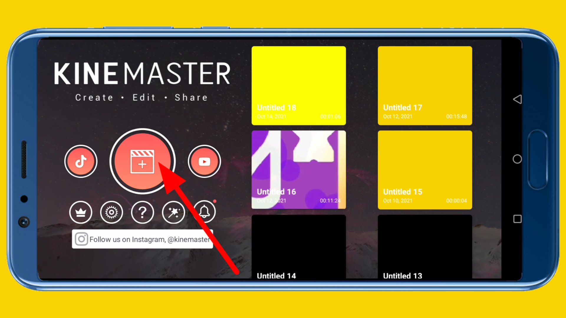 Kinemaster app home page