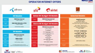 ওয়ালটনের নতুন স্মার্টফোনে সকল অপারেটরের দারুন অফার!