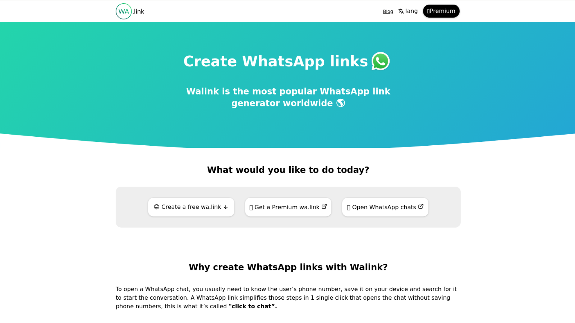 Walink - whatsapp number link generator