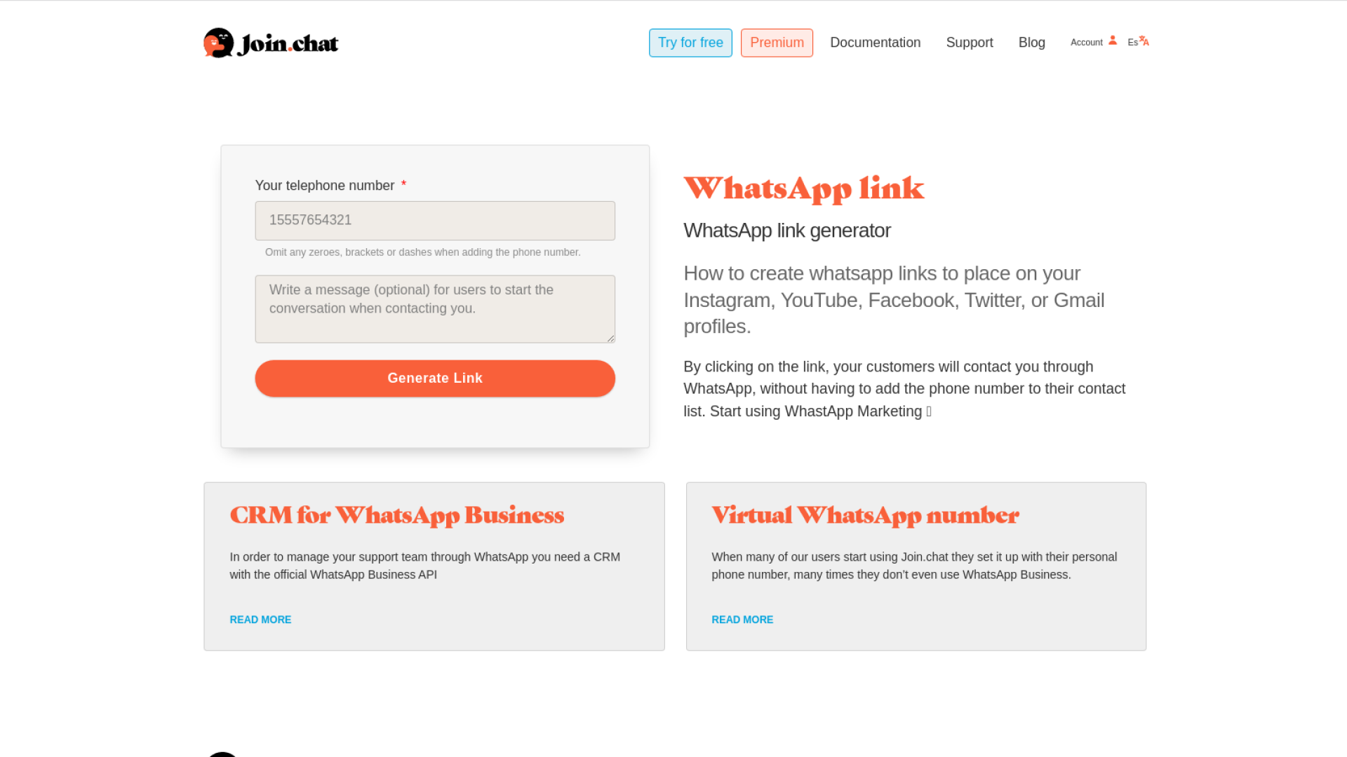 জয়েন.চ্যাট - নাম্বার সেভ না চ্যাটিং লিংক তৈরি করার ওয়েবসাইট