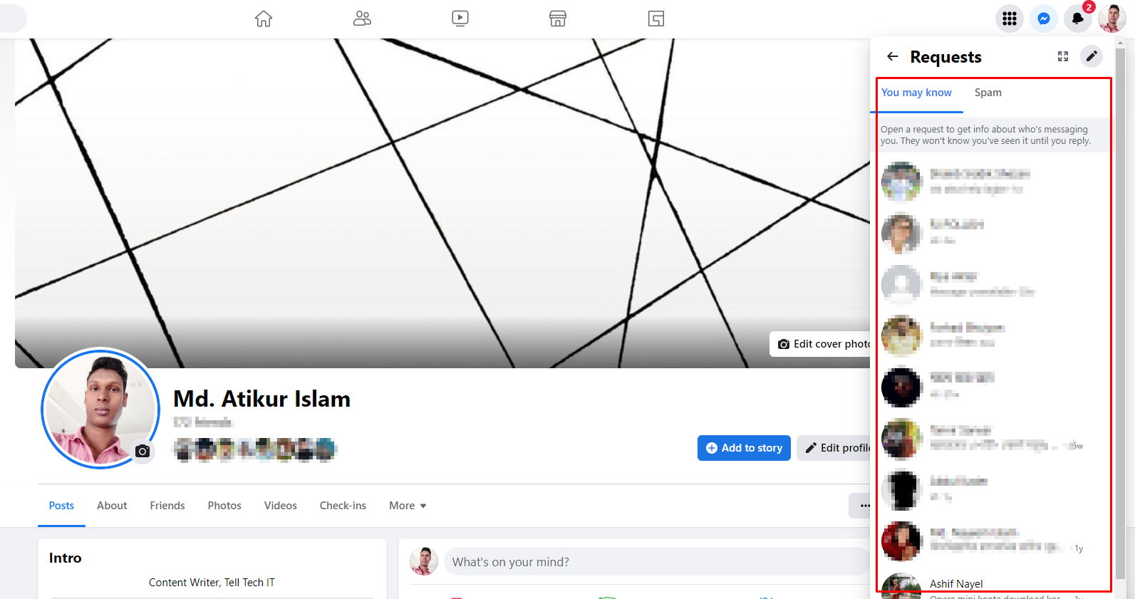 Facebook - Unfriend people message see