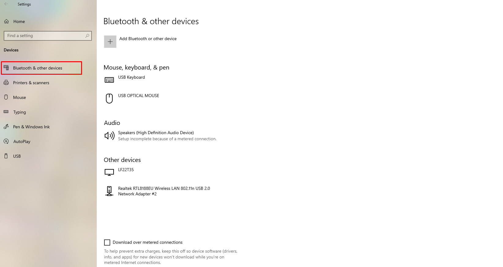 Computer Bluetooh setting 