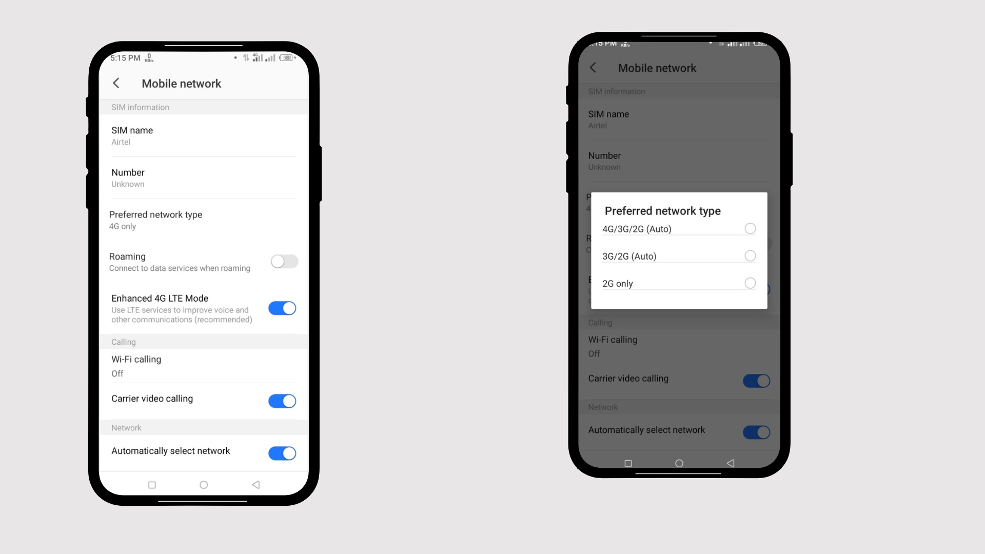 Preferred network type