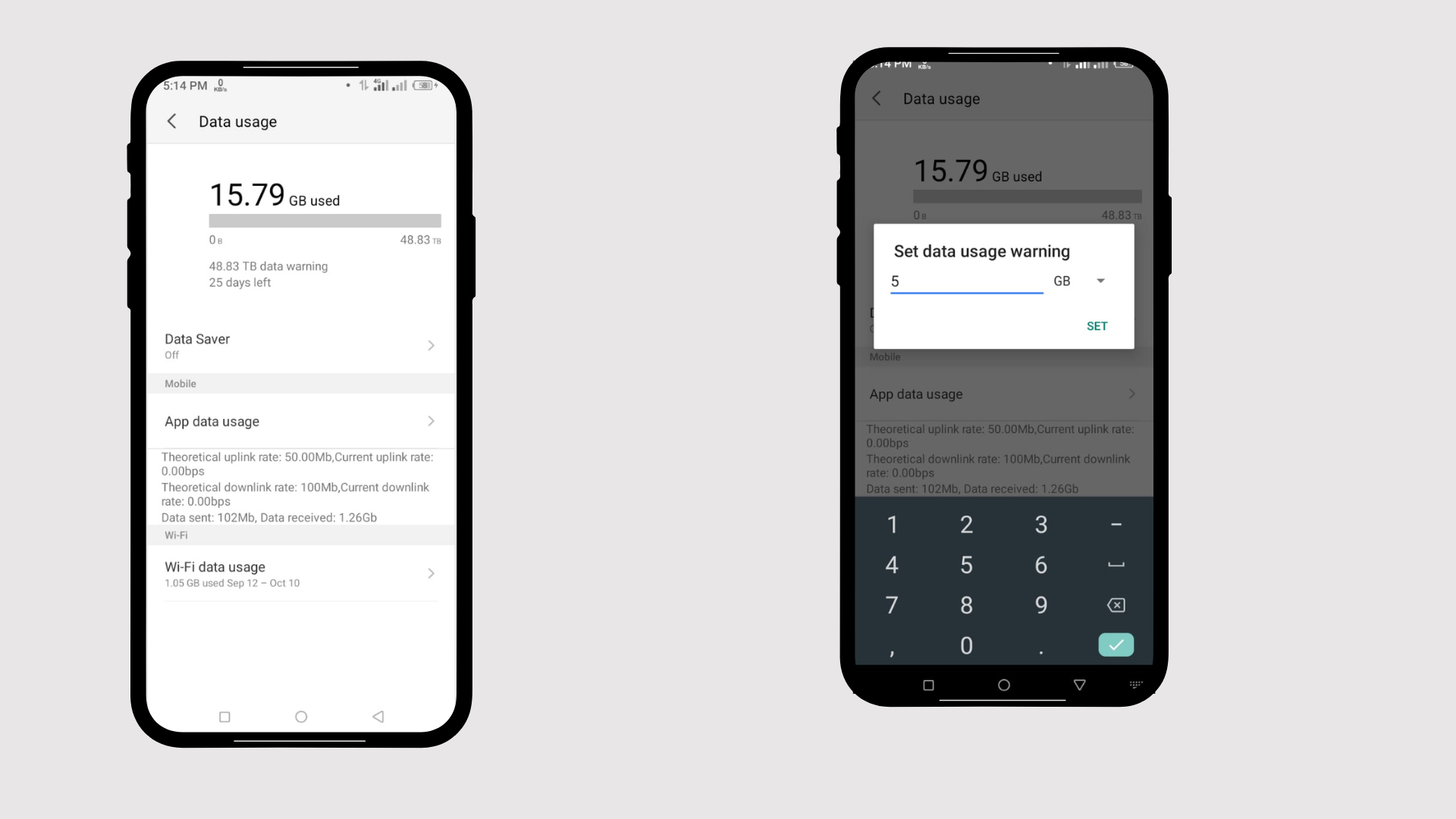 Data warning & limit