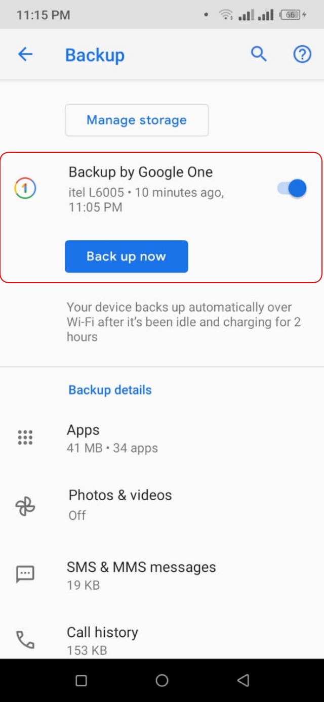 Android mobile all message Backup option