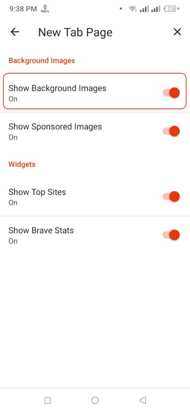 Brave browser background image disable settings