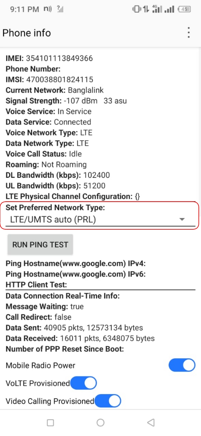 Preferred network type