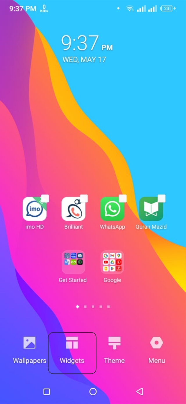 Brave widget settings