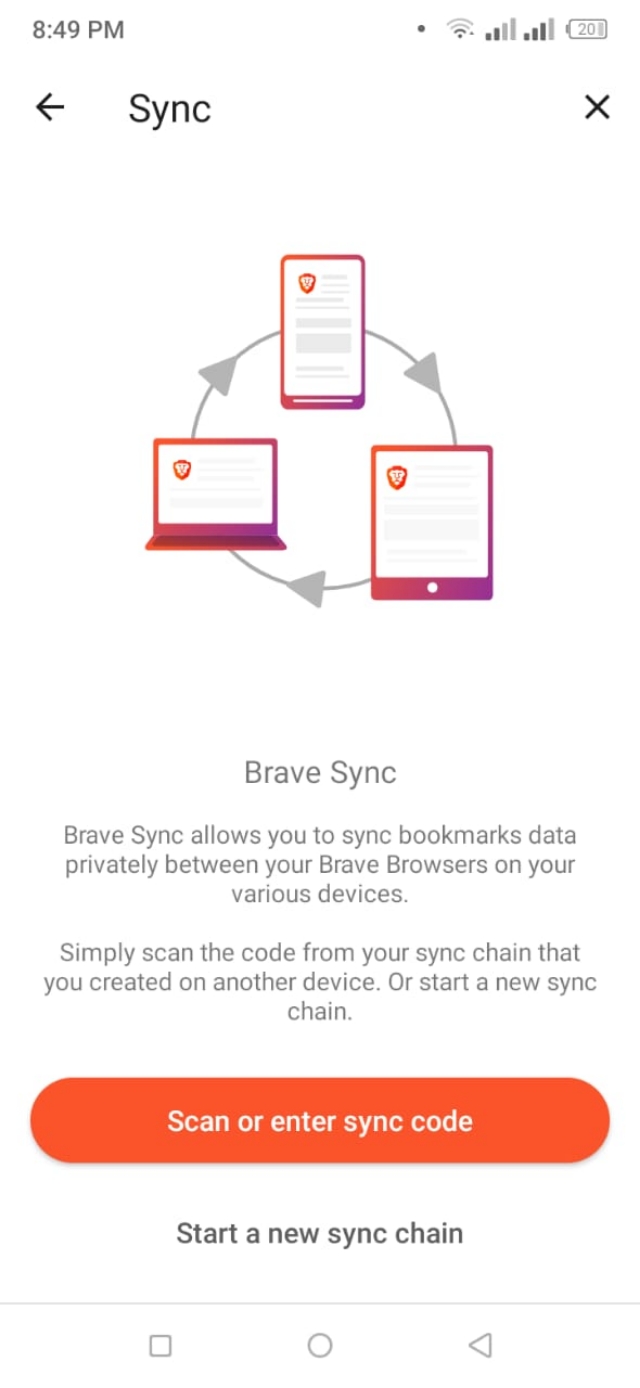 Browsing data snc with brave browser