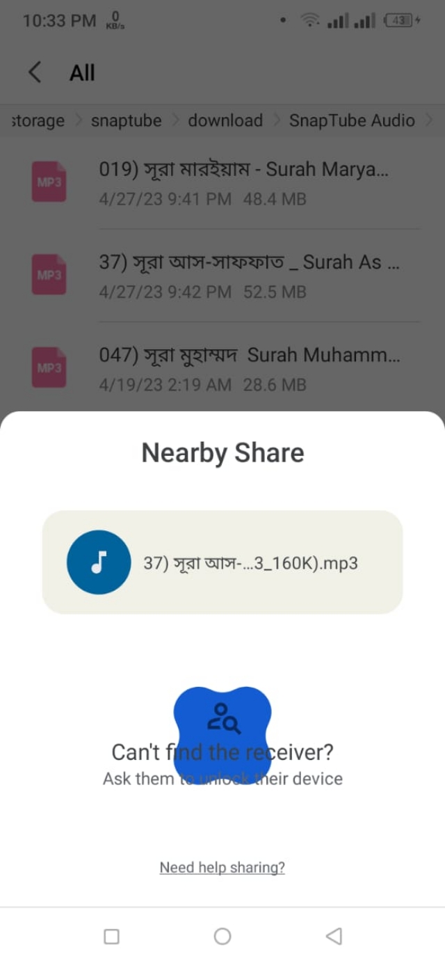 Nearby Share option to file share