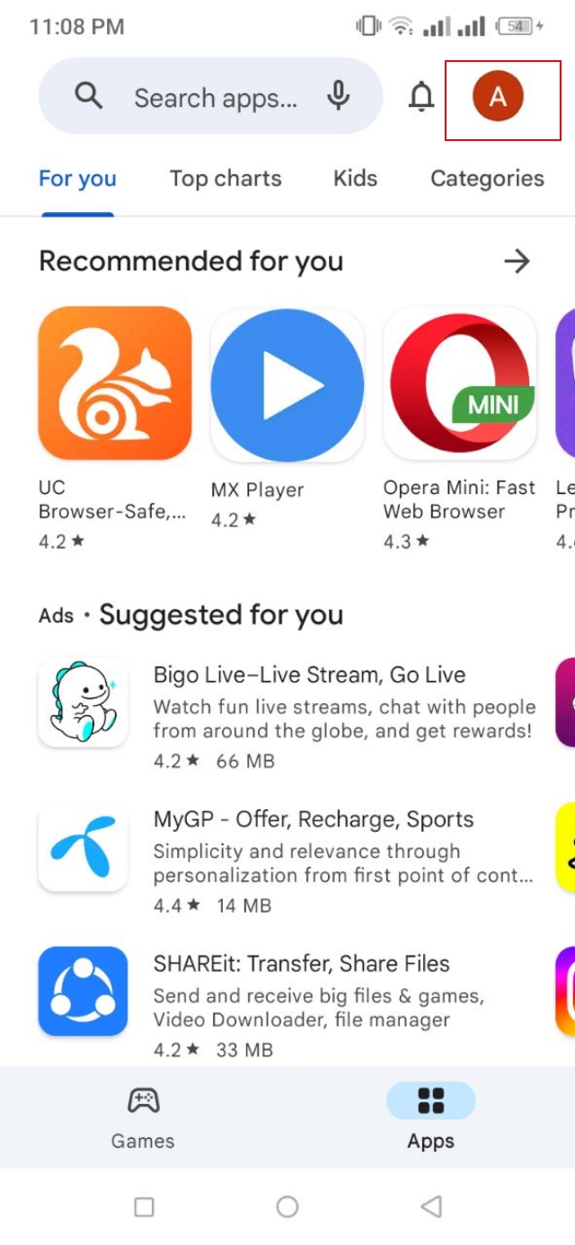 Google play store profile icon