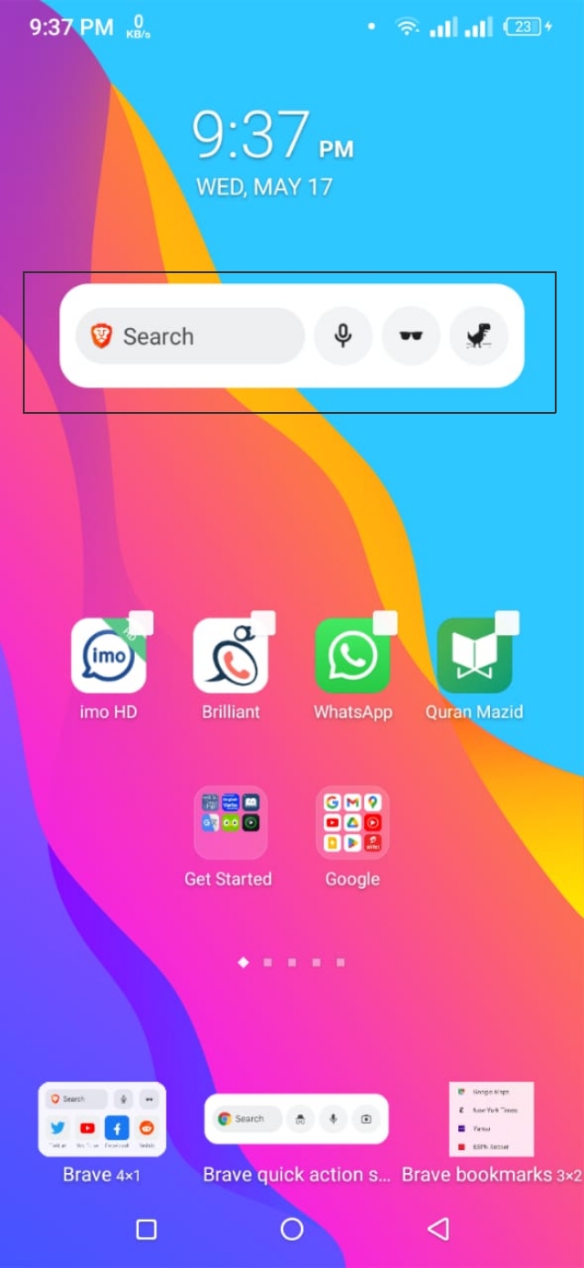 Brave search bar widget