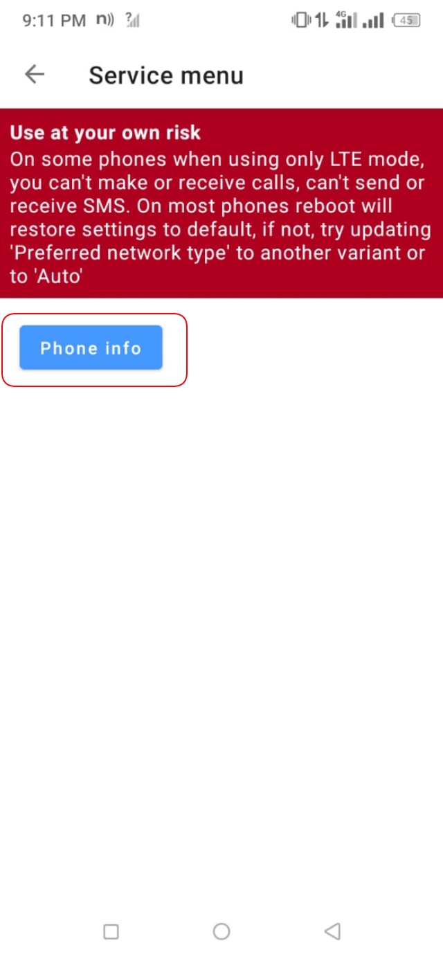 Netmonitor app Phone info