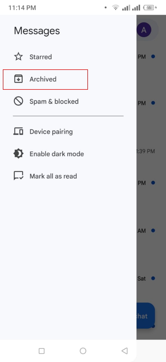 Messageing app Archived option