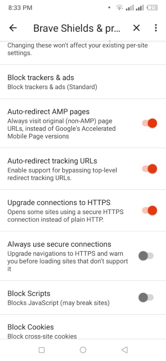 Brave browser additional security setting