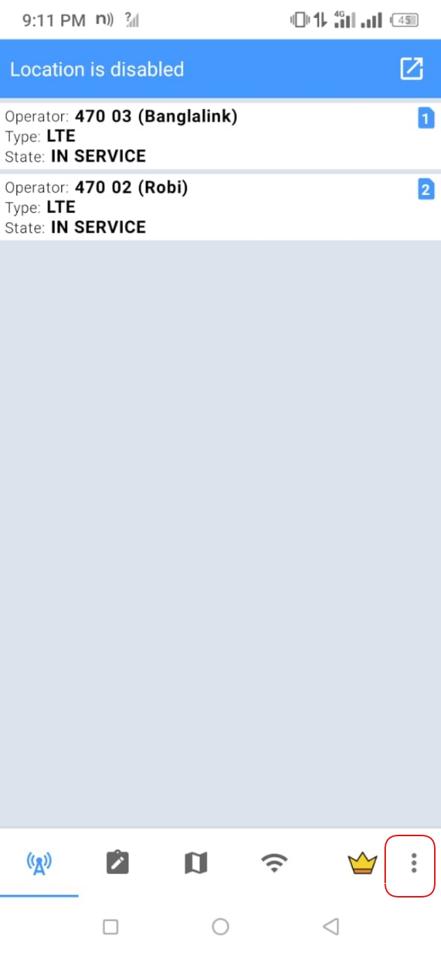 Netmonitor অ্যাপ Tree dot option